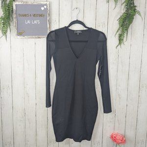 Parisian Nights Black Mesh Long Sleeve Bodycon